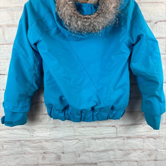 Spyder Girls Youth 8 Blue Lola Fur Lined Hooded Winter Ski Snow Jacket - Picture 10 of 13